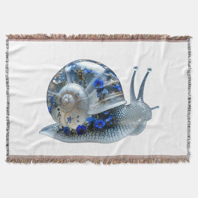 Cobertor Sherpa Caracol Floral Azul (Frente)