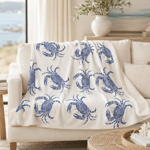 Cobertor Sherpa Caranguejo Azul Mandala Costeiro   Náutico 