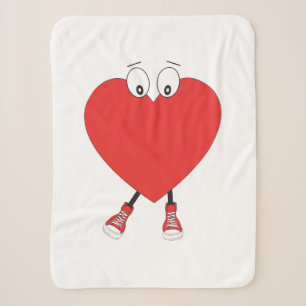 Cobertor Sherpa Caráter de Amor com Curta Vermelho em Forma de Co