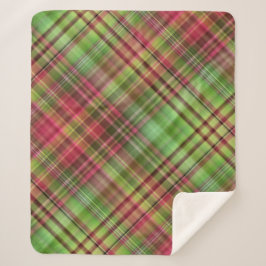 Cobertor Sherpa Cardeal Bush, Rosa e Xadrez Verde