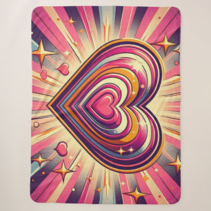 Cobertor Sherpa Cardíaco/Dia de os namorados de arte dos anos 70