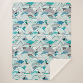 Cobertor Sherpa caribou montanhas azul