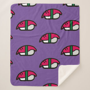 Cobertor Sherpa Caricatura Kawaii Sushi, Arroz de Peixe e Algas