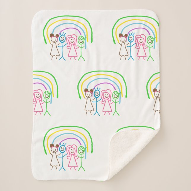 Cobertor Sherpa Carregar Crianças de Desenho Transformando Trabalh (Frente)