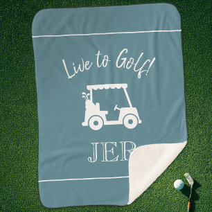Cobertor Sherpa Carrinho de Golfe Fofo Monograma de Letras Iniciai