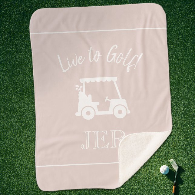 Cobertor Sherpa Carrinho de Golfe Letra Inicial Monogramada Chic R (Golfer Golf Cart Monogrammed Initials Chic Pink Sherpa Blanket)