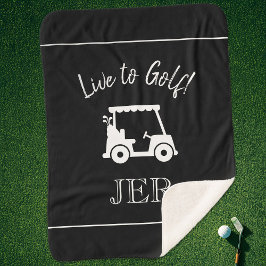 Cobertor Sherpa Carrinho de Golfe Letras Monogramadas Preto Branco