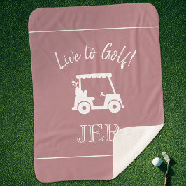 Cobertor Sherpa Carrinho de Golfe Monograma de Inicial Letra Rosa 
