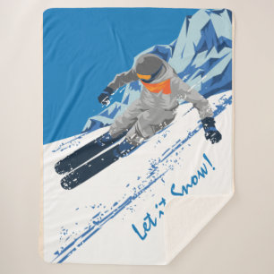Cobertor Sherpa Carro de inverno Snowboarder, Personalizado