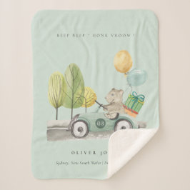 Cobertor Sherpa Carro do Partido do Ursinho Verde de Aqua Bonito