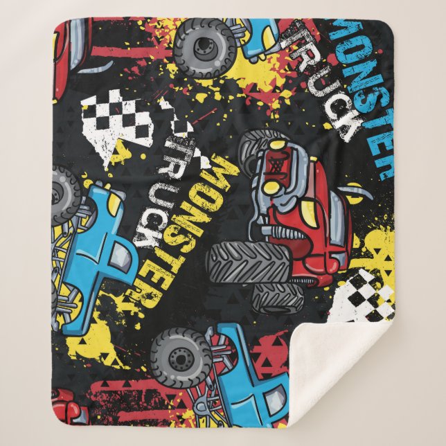Cobertor Sherpa Carro monstro: padrão infantil Abstrato (Frente)
