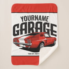 Cobertor Sherpa Carro Muscular Personalizado, 1967, Garagem Vermel