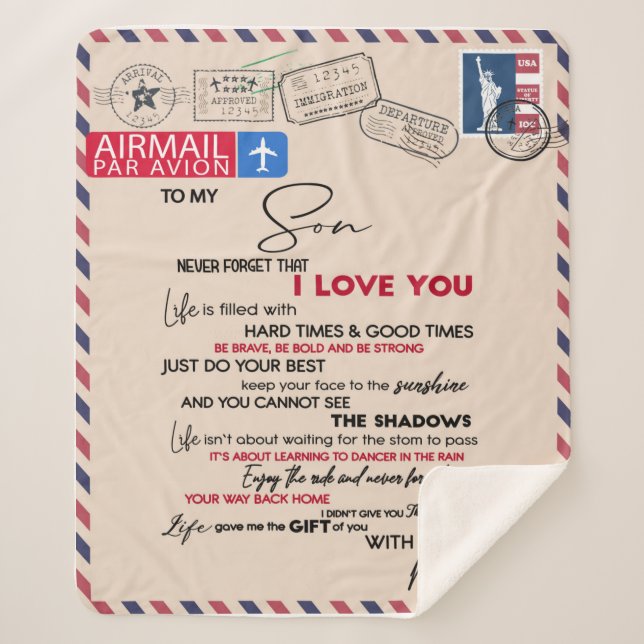 Cobertor Sherpa Carta Ao Meu Filho Da Mãe (Frente)