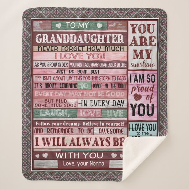 Cobertor Sherpa Carta Personalizada À Minha neta (Frente)