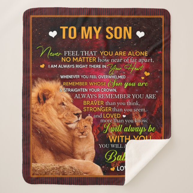 Cobertor Sherpa Carta Personalizada Ao Meu Amor Filho Do Leão Pai (Frente)