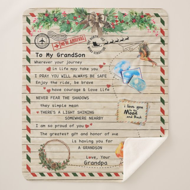 Cobertor Sherpa Carta Personalizada Ao Meu Avô, (Frente)