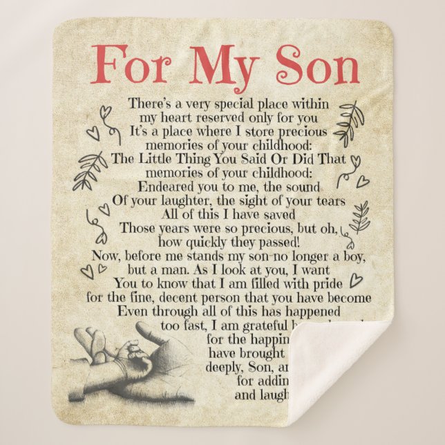 Cobertor Sherpa Carta Personalizada Para Meu Filho, Filho Aniversá (Frente)