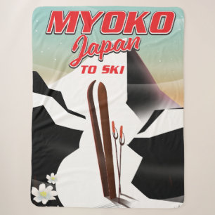 Cobertor Sherpa cartaz de esqui myoko japão