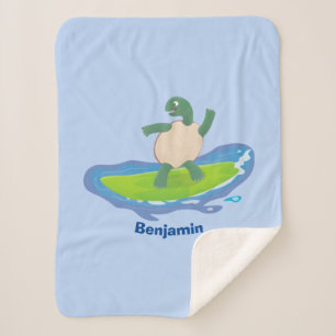 Cobertor Sherpa Cartografia de surf de tartaruga engraçada