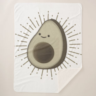 Cobertor Sherpa Cartoon Bonito Avocado Em Estilo Vintage