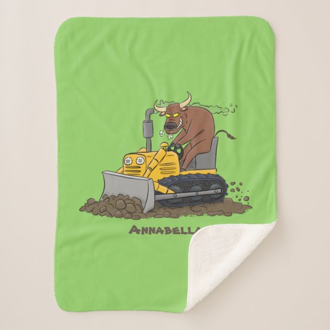 Cobertor Sherpa Cartoon buldozer engraçado (Frente)