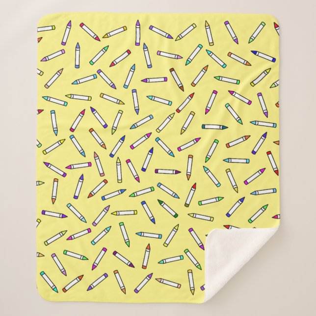 Cobertor Sherpa Cartoon Crayon Pattern (Frente)
