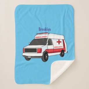 Cobertor Sherpa Cartoon de ambulância vermelha