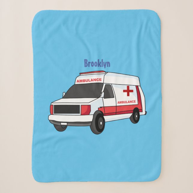 Cobertor Sherpa Cartoon de ambulância vermelha (Frente)