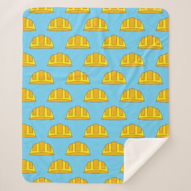 Cobertor Sherpa Cartoon de chapéu de Duro amarelo (Frente)