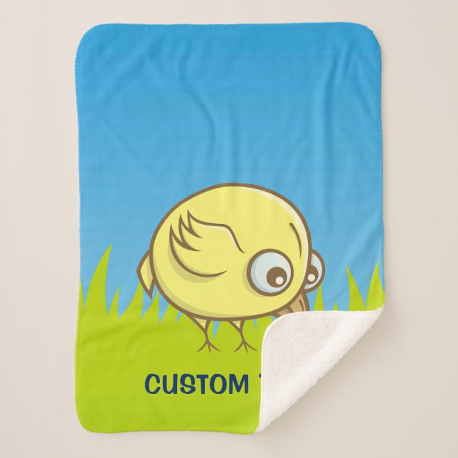 Cobertor Sherpa Cartoon de pássaro amarelo (Frente)