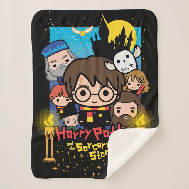Cobertor Sherpa Cartoon Harry Potter e a Pedra do Feiticeiro (Frente)