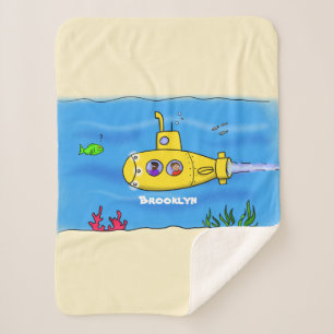 Cobertor Sherpa Cartoon submarino feliz