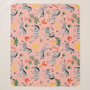 Cobertor Sherpa Cartoon Zebras Funny Patterno Sem Olho