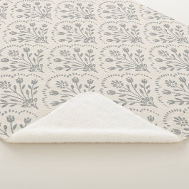 Cobertor Sherpa Carvão Vegetal Suave e Bege com Padrão Floral de C