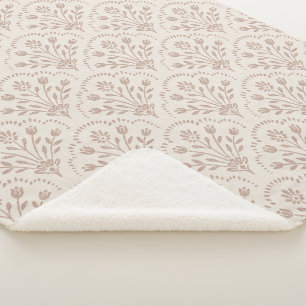 Cobertor Sherpa Casa de Campo Rústica Terracota Floral Scallop