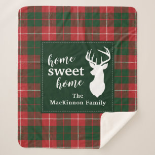 Cobertor Sherpa Casa Doce Família Natal Tartan MacKinnon Xadrez