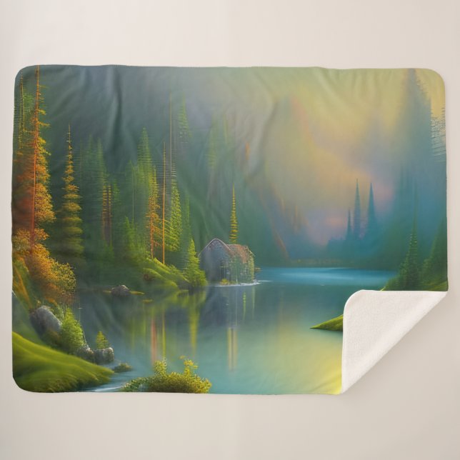 Cobertor Sherpa Casa doce na floresta (Frente (Horizontal))
