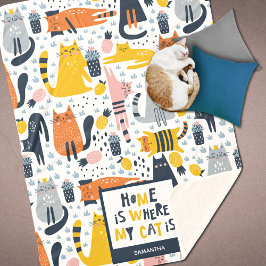 Cobertor Sherpa Casa é Onde Meu Gato é o Nome Monograma Padrão