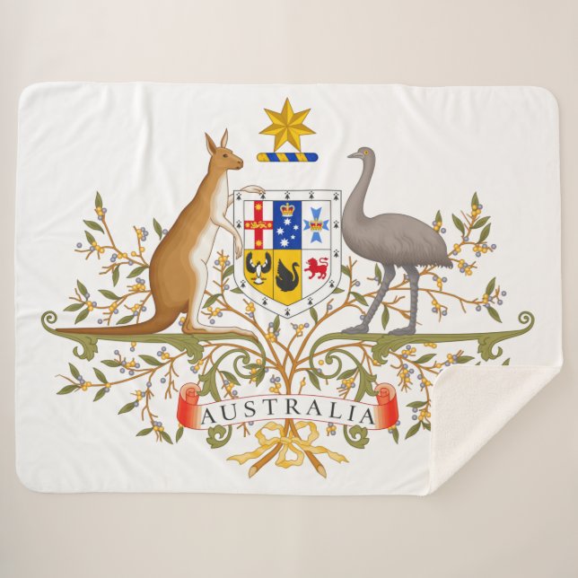 Cobertor Sherpa Casaco de Armas da Austrália (Frente (Horizontal))
