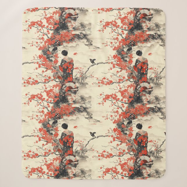 Cobertor Sherpa Casais com Kimono Romântico Sakura Padrão (2) (Frente)