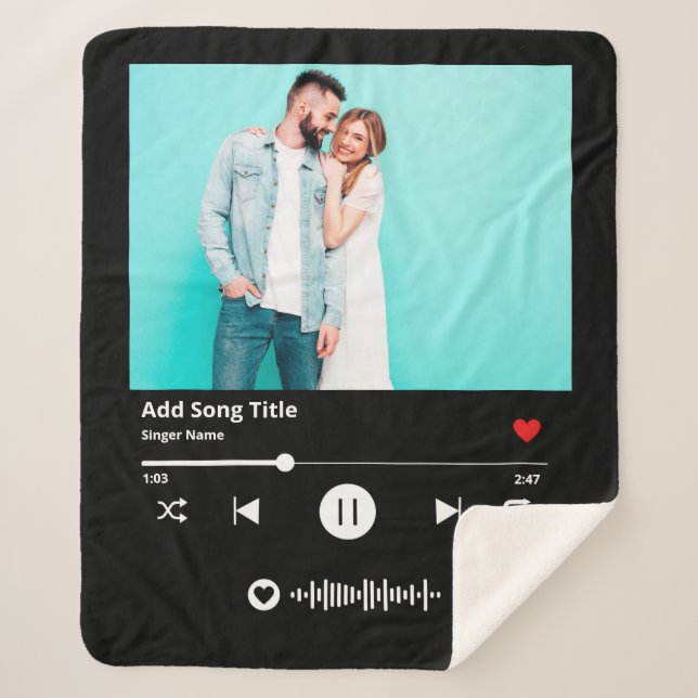 Cobertor Sherpa Casal de música digitalizável com código de música (Frente)