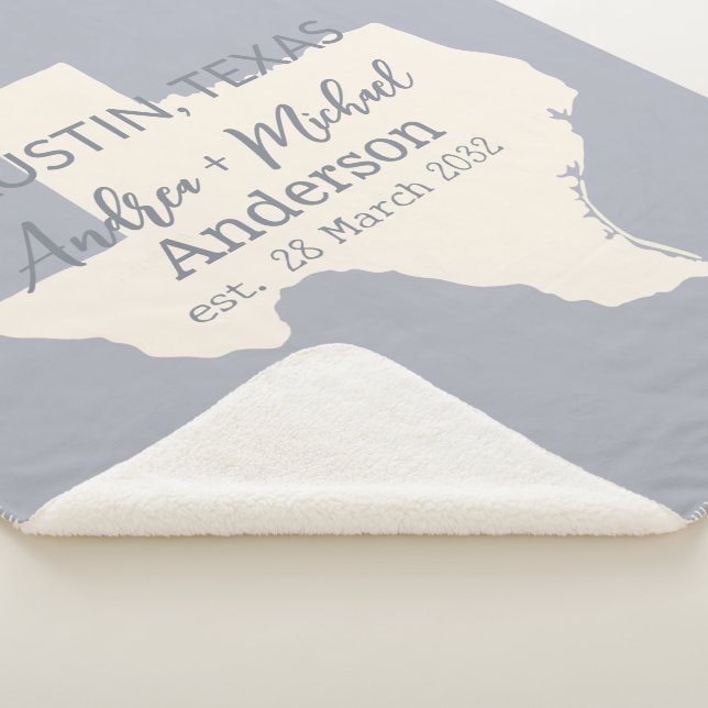 Cobertor Sherpa Casal do mapa do estado do Texas e casamento de da (3/4)