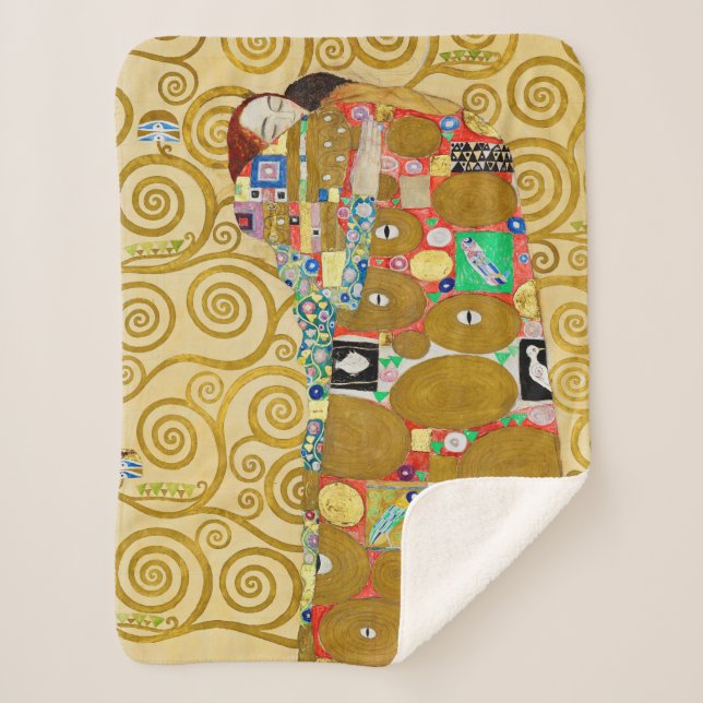 Cobertor Sherpa Casal Gustav Klimt Fulfillment Nouveau (Frente)