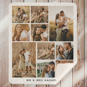 Cobertor Sherpa Casal Simples Moderno de Colagem de Fotos