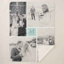 Casamento de Colagem Fotográfica do Monograma Azul