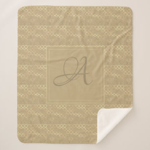 Cobertor Sherpa Casamento de recém-casados com Quatrefoil Monogram