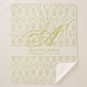Cobertor Sherpa Casamento Dourado ArtDeco Newlyweds