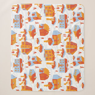 Cobertor Sherpa Casas da Cidade Bonita: Vintage Doodle