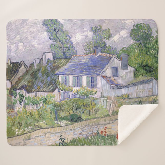 Cobertor Sherpa Casas em Auvers Vincent van Gogh (Frente (Horizontal))