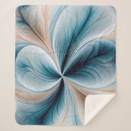 Cobertor Sherpa Cascata Floral Suave Turquesa e Dourado Fluxo Abst